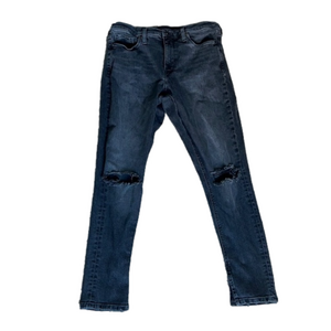 SIZE 30 grey dark wash banana republic mid rise skinny jeans with rips on knees